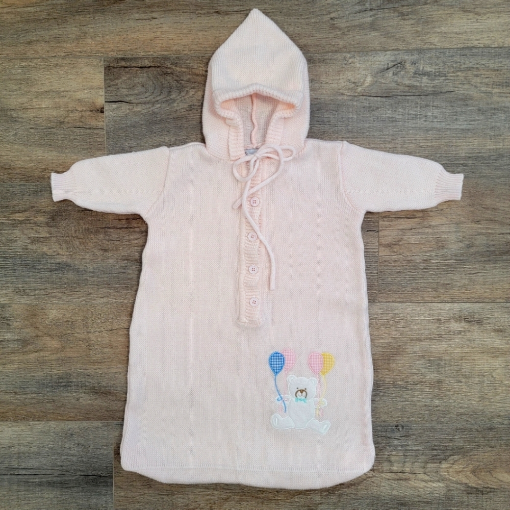 Hooded Sleeping Bag Knit Sweater Sleep Sack Bag Bunting Pink Vintage Baby